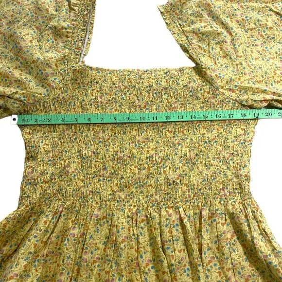 a.n.a a new approach Woman Yellow Shirred Blouse puff sleeves SZ/ XLT - Picture 7 of 10